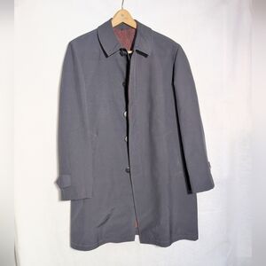 Vintage Gulec Silk Gabardine Rain Jacket sz XL Black w Maroon lining